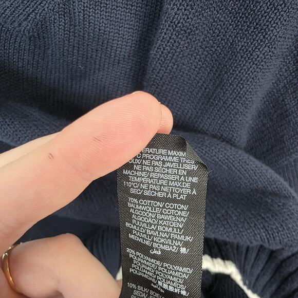 Sweaty Betty Navy Blue Coastal Relaxed Preppy Sporty Silk Blend Sweater Size XS - Picture 7 of 9